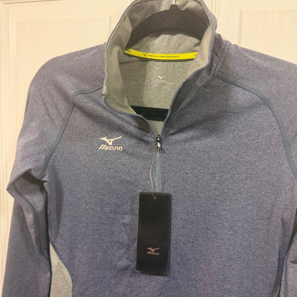 Mizuno Performance Womens XXS Quarter Zip Pullover Heather Navy Grey 440573 - Picture 8 of 14